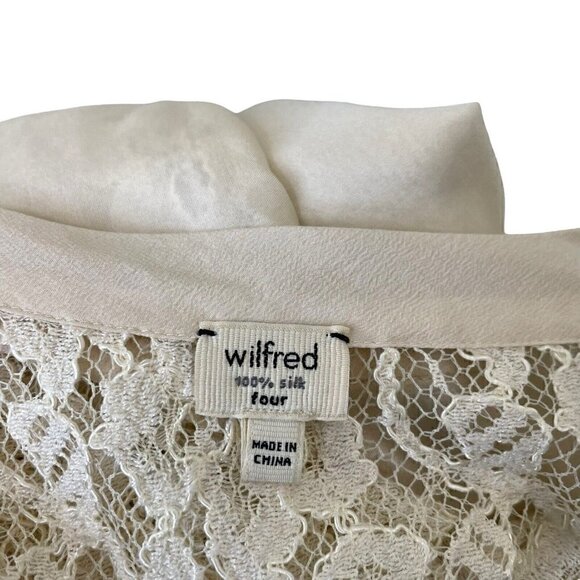 Aritzia 𝅺Wilfred 100% Silk Floral Lace Sheer High Neck Mini Dress Cream size 4 - Picture 6 of 7